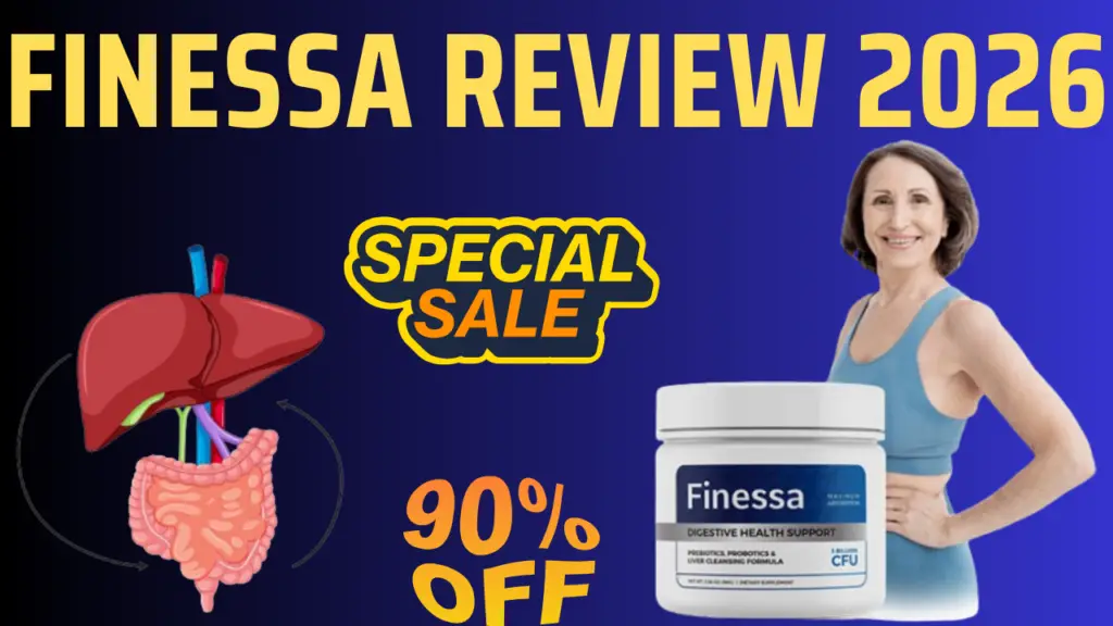 Finessa Reviews supplement bottle for gut health and bloating relief